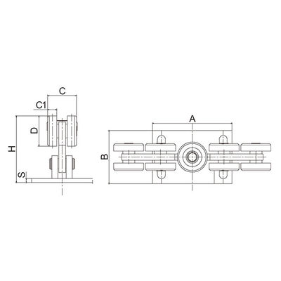 철은 사슬 연결 공가 활주 문 장비 9 바퀴 80x80에 의하여 윤곽이 잡힌 궤도 68mm