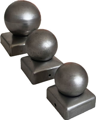 공 둥근 직류 전기를 통한 정상 백색 강철 장식을 가진 80x80mm 담 포스트 모자
