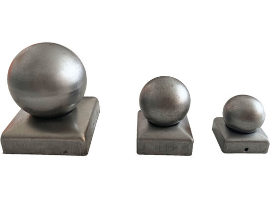 공 둥근 직류 전기를 통한 정상 백색 강철 장식을 가진 80x80mm 담 포스트 모자