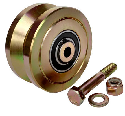 4.02 &quot;102mm 철 슬라이딩 게이트 캐스터 휠 롤러 트롤리 나사 표면 노란색 아연 도금